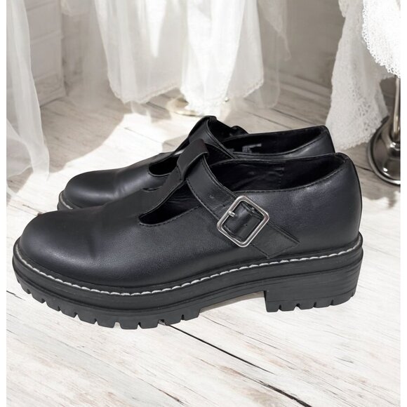 90s No Boundaries Academia T Strap Chunky Platform Mary Jane  Goth Shoes Size 6 - Picture 1 of 10